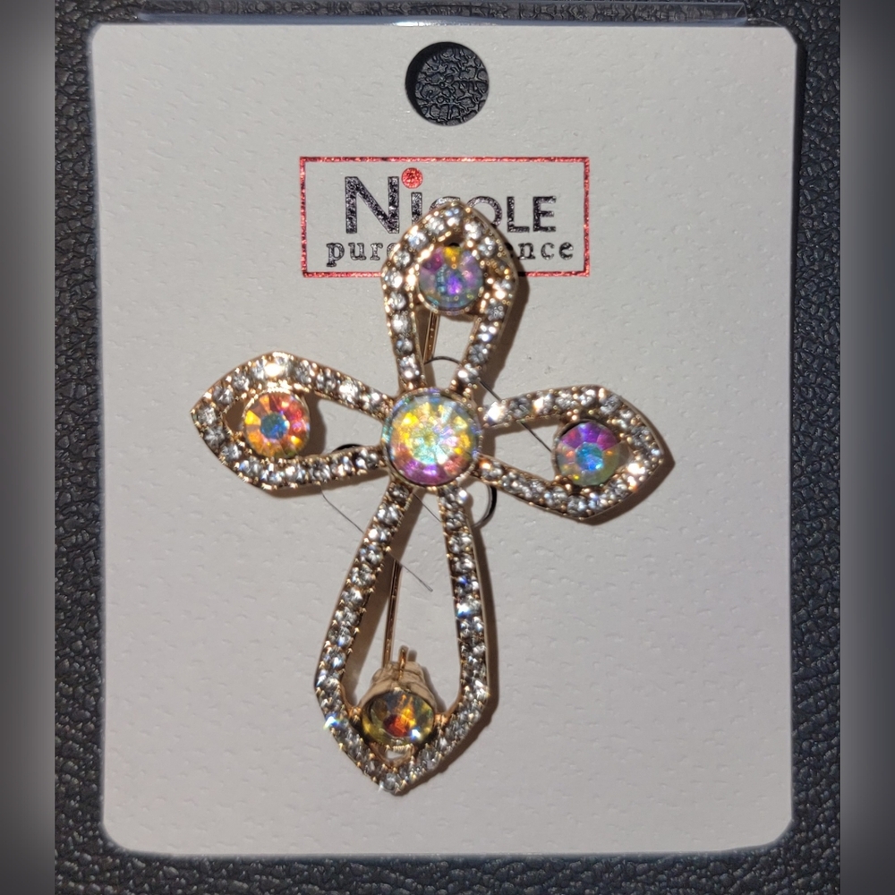 Goldtone Cross Brooch - Picture 2 of 2